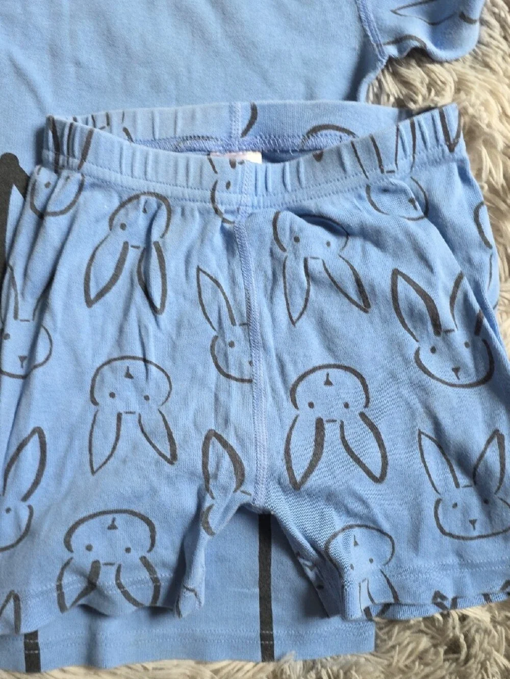 Hanna Andersson Light Blue Bunny Short Sleeve Pajama Set